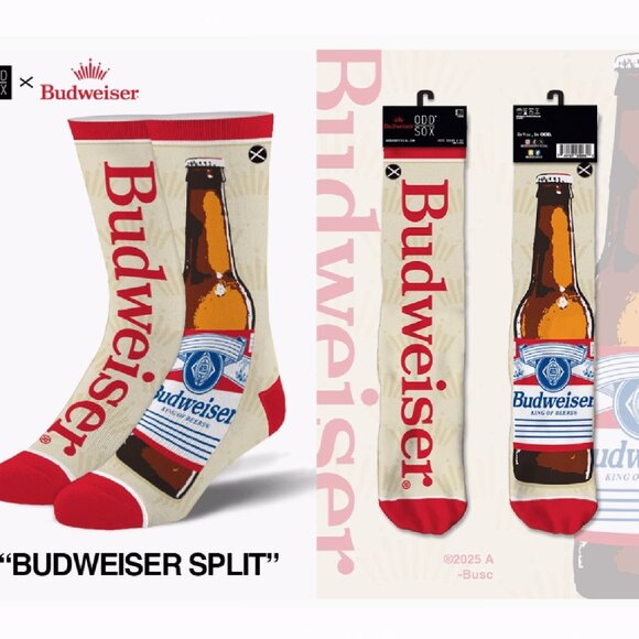 Budweiser Beer Split Athletic Crew Socks - NEW Fast Ship - Picture 2 of 3